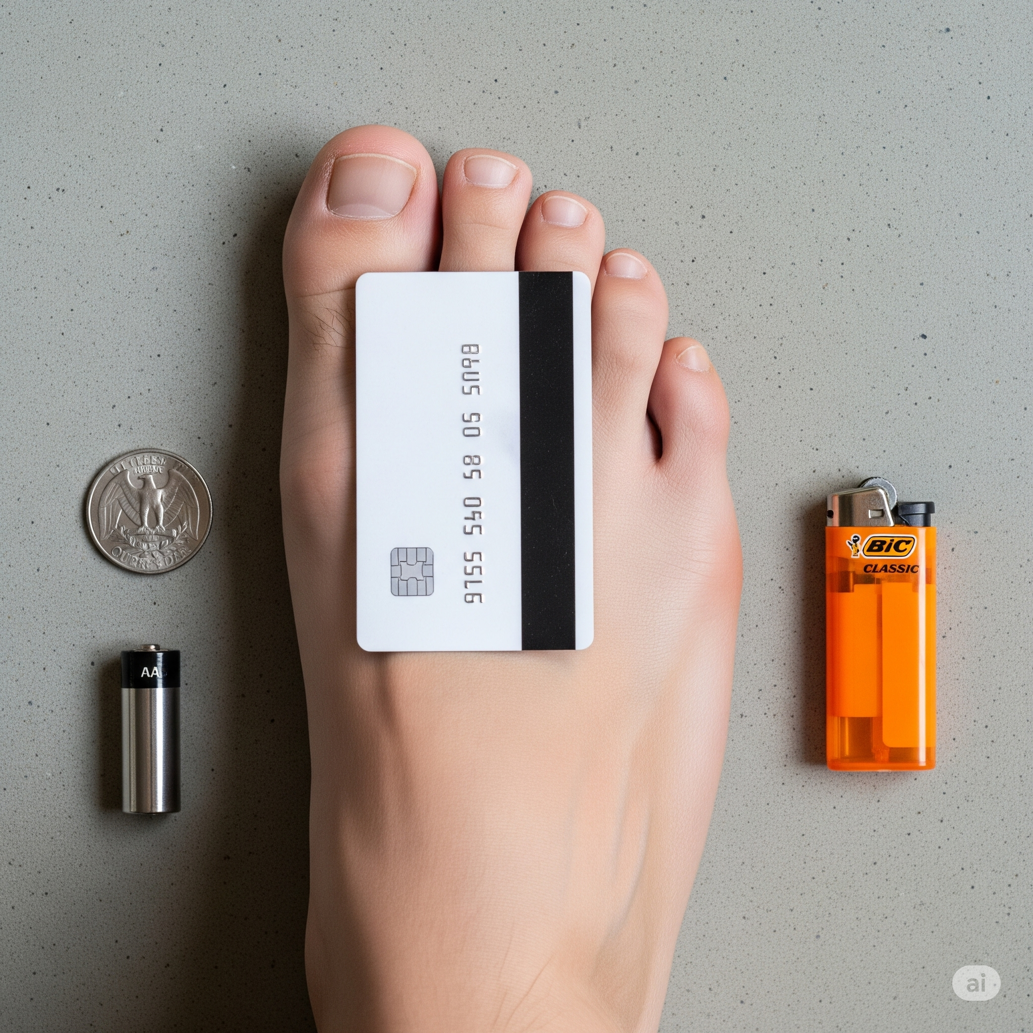 Placeholder showing a foot next to a credit card for measurement